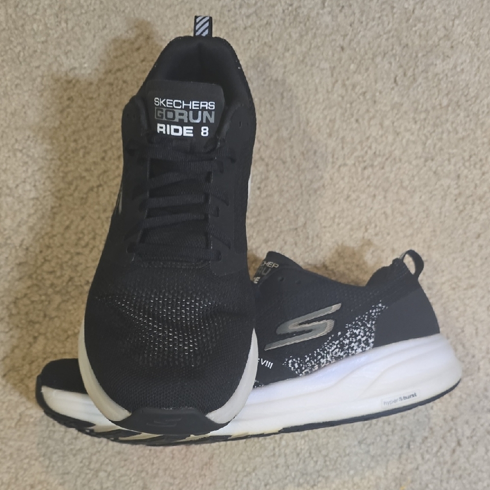 Skechers Black and White Go Run Ride 8 Shoes
